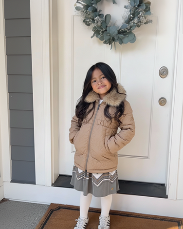 Regina Quilted Jacket with Faux Fur Collar