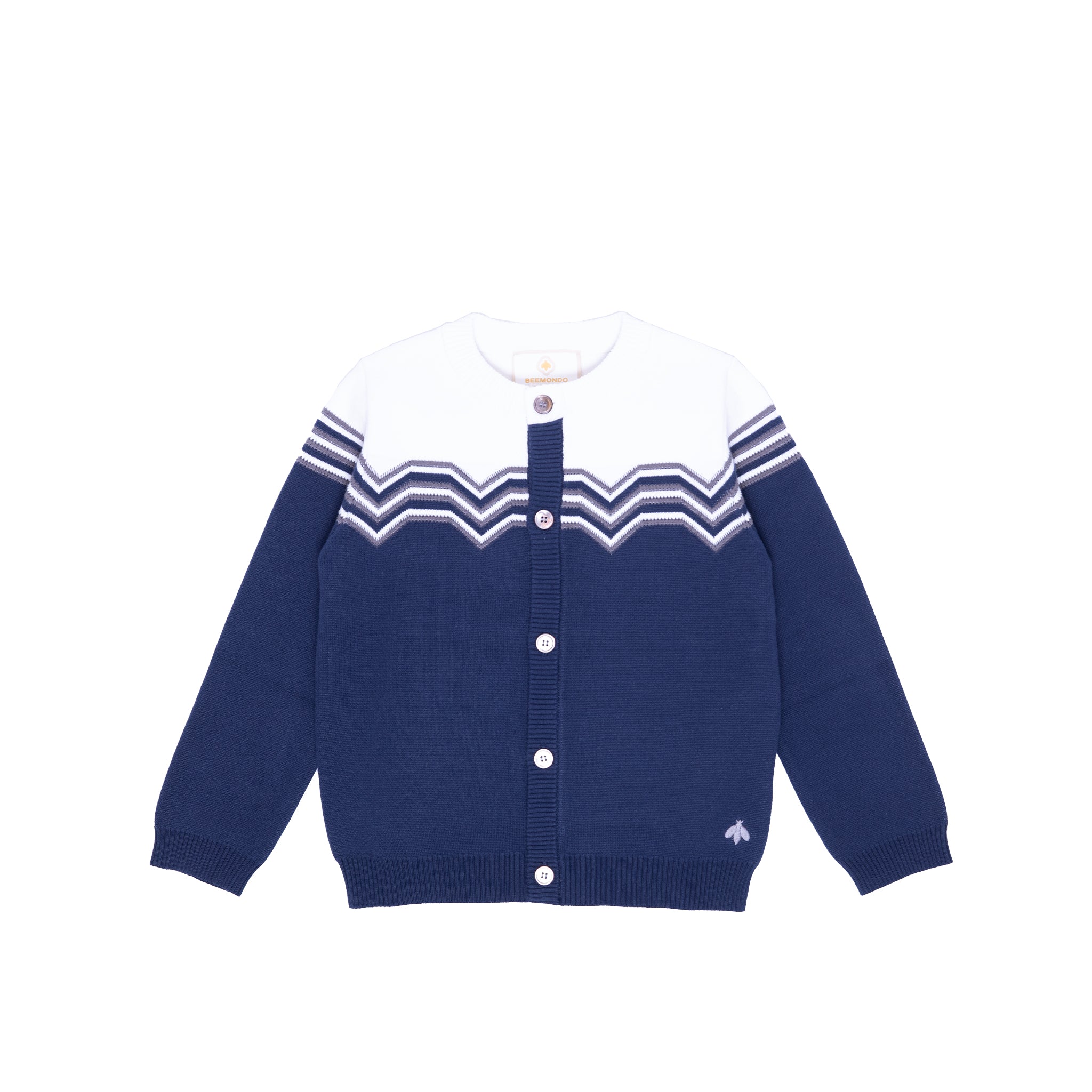 Soft Knitted Buzz Cardigan Admiral Blue Opal White - 100% Cotton