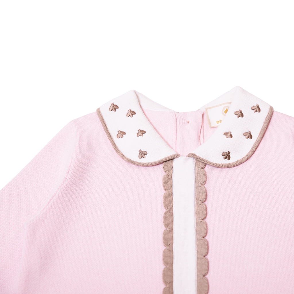 Scallop Soft Knitted Sweater with Collar and Front Placket