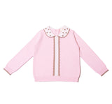 Scallop Soft Knitted Sweater with Collar and Front Placket