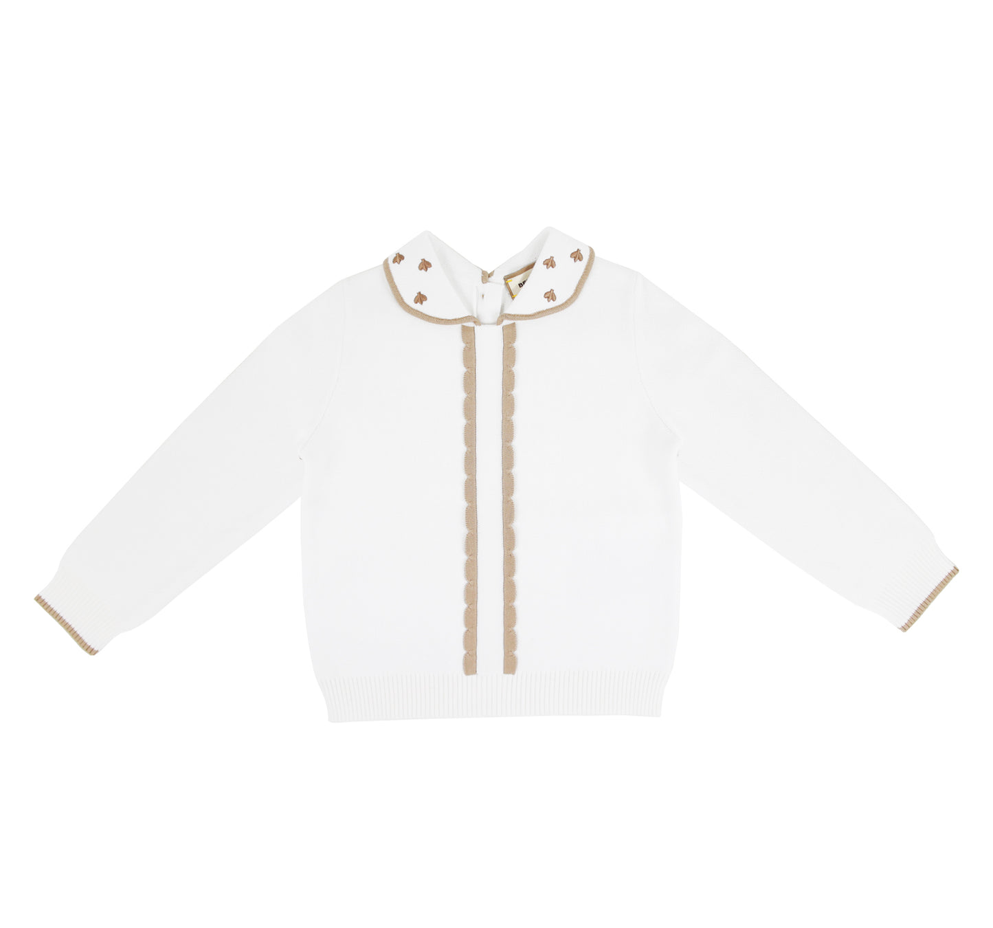 Scallop Soft Knitted Sweater with Collar and Front Placket