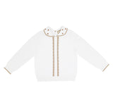 Scallop Soft Knitted Sweater with Collar and Front Placket