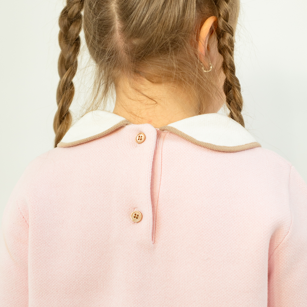 Scallop Soft Knitted Sweater with Collar and Front Placket