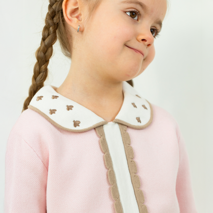 Scallop Soft Knitted Sweater with Collar and Front Placket