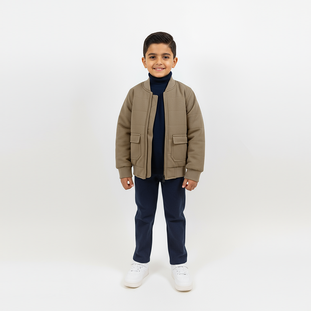 Rex Padded Bomber Jacket in Structured Fabric