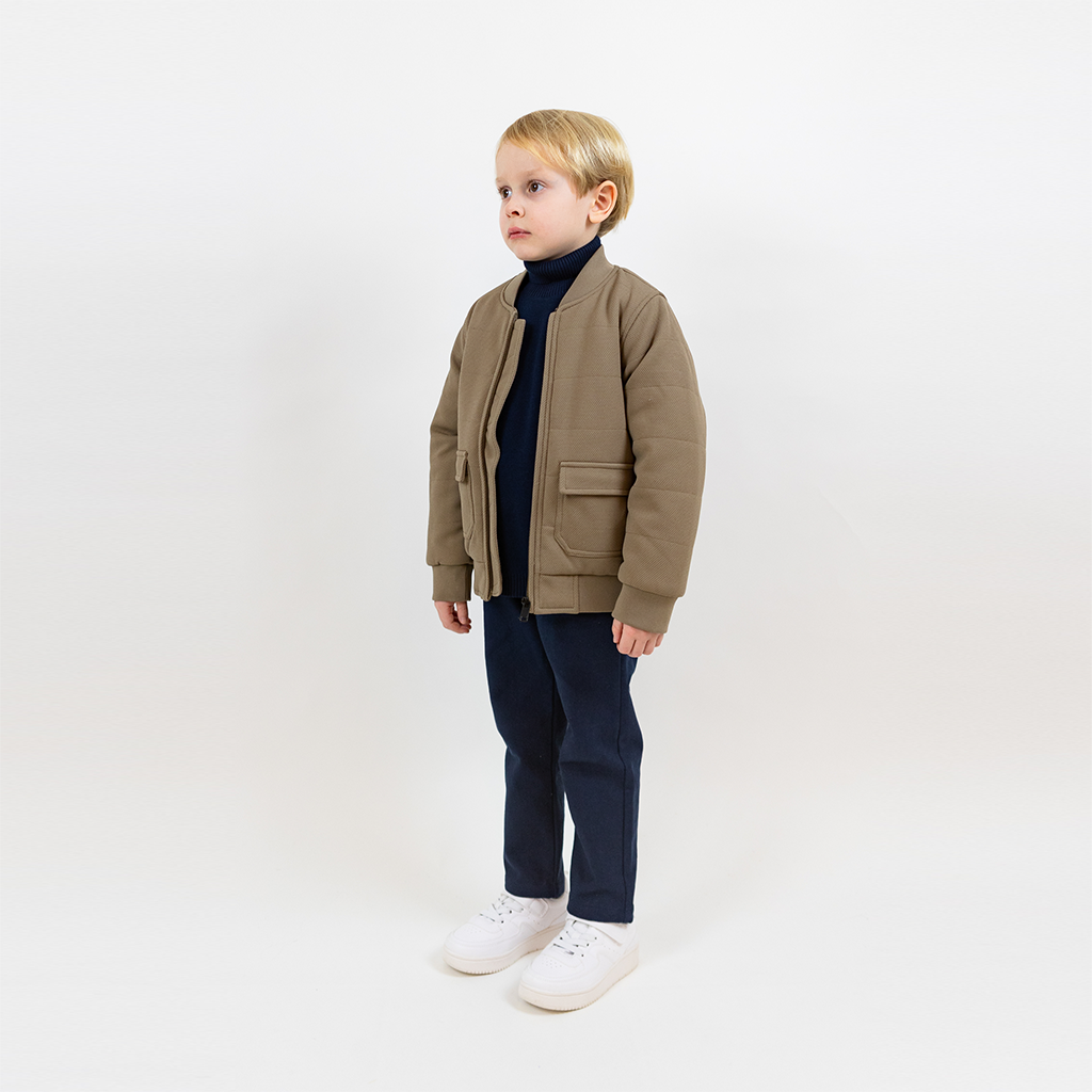 Rex Padded Bomber Jacket in Structured Fabric