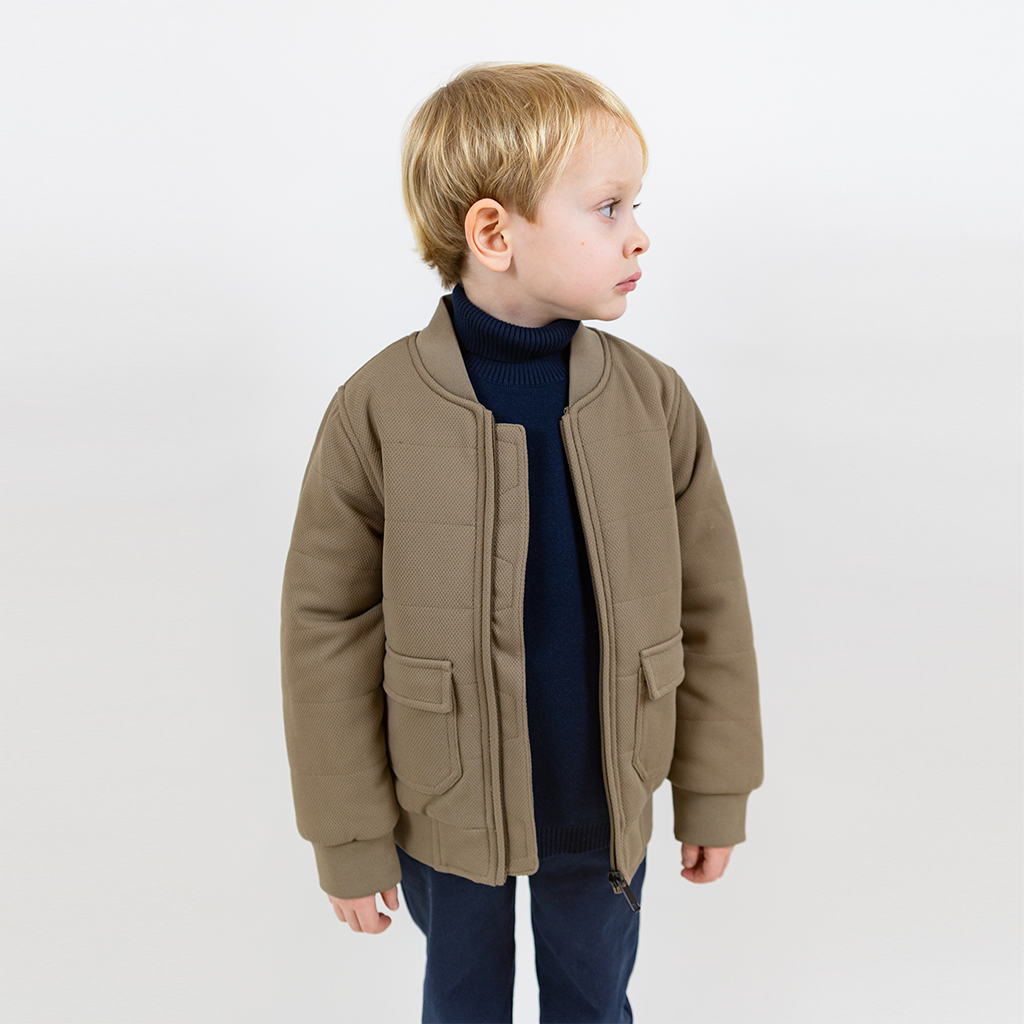 Rex Padded Bomber Jacket in Structured Fabric