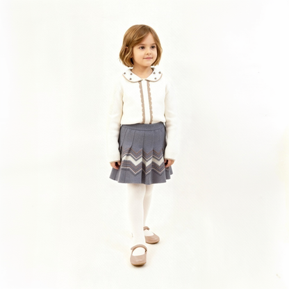 Scallop Soft Knitted Sweater with Collar and Front Placket